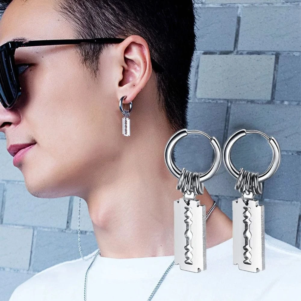 

Simple Hollow Out Stainless Steel Earrings Streetwear Punk Hoop Earrings Ear Decor Korean Style Stud Earrings Jewelry Gift