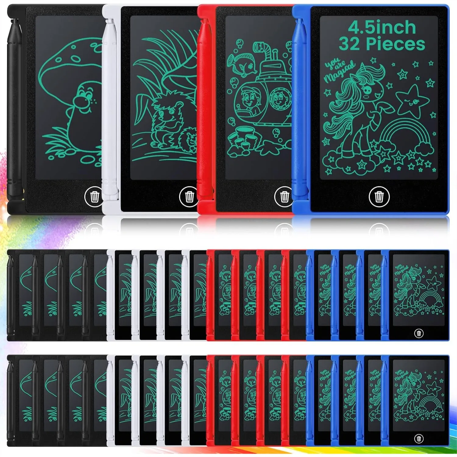 

32 Pcs Mini LCD Writing Tablet 4.5 Inch Educational Toys for Kids Reusable Drawing Pad with Erasable Screen for Party Favors