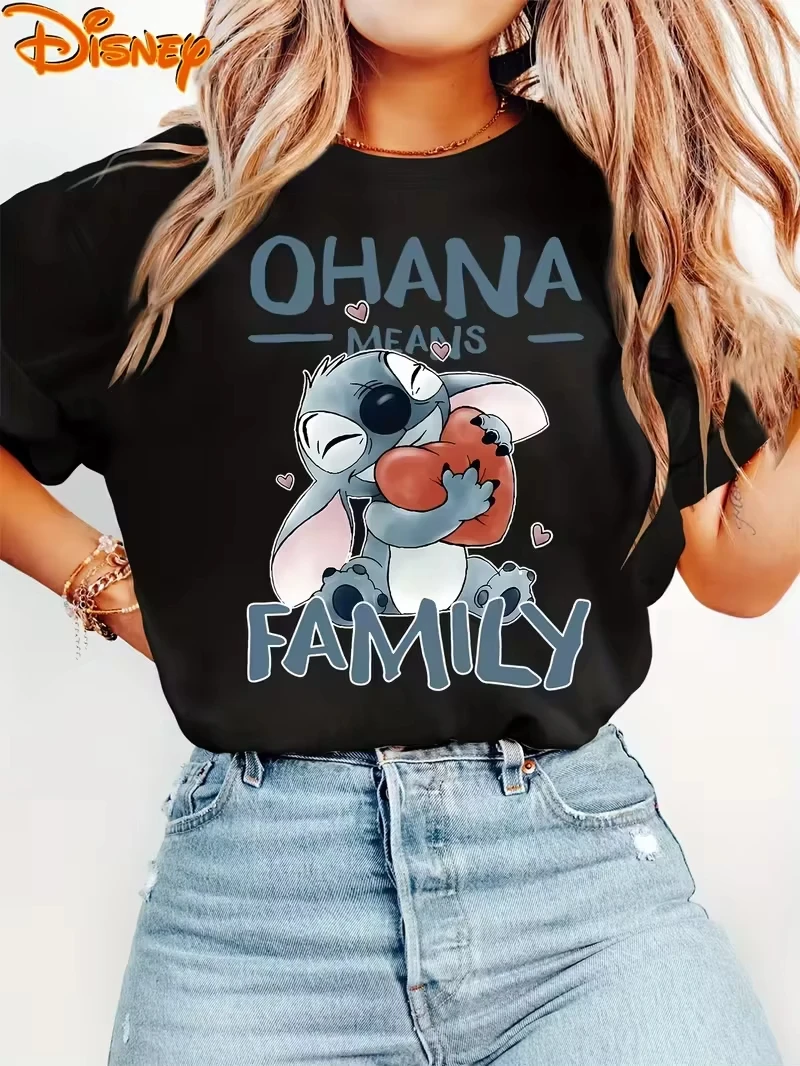 

Disney Star Stitch Maleficent Mirror Fun Series T Shirt Vintage Women's Men Cotton Tee Unisex Short Sleeve Oversized Couple Tops