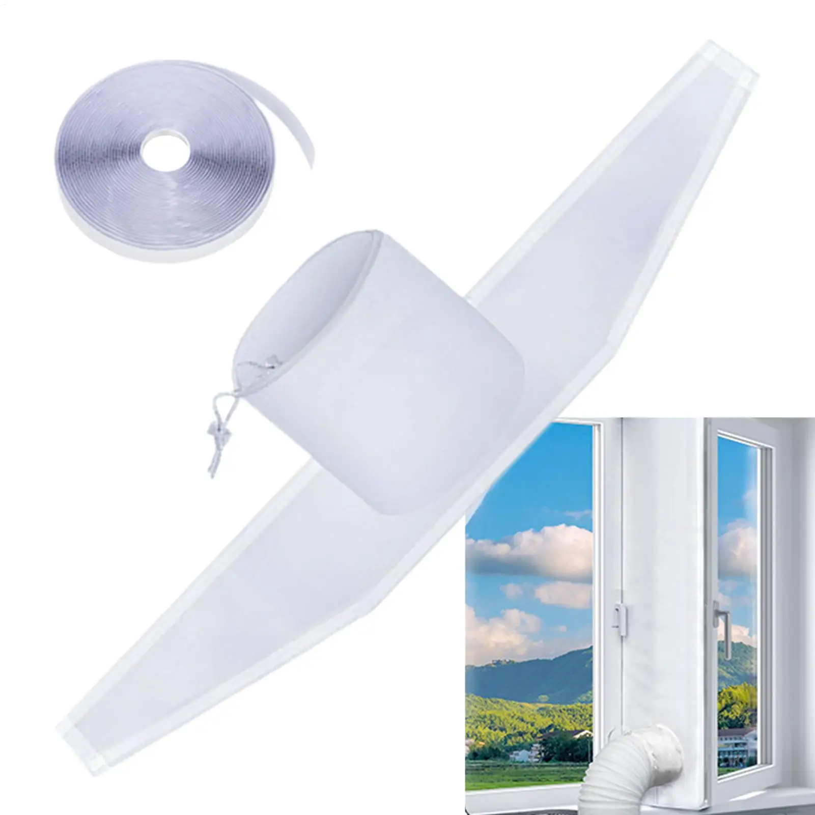 3/4/5M Insulated Weatherproof AC Window Seal Kit, Portable Air Conditioner Vent Cover for Energy-Saving Cooling, Apartment & RV