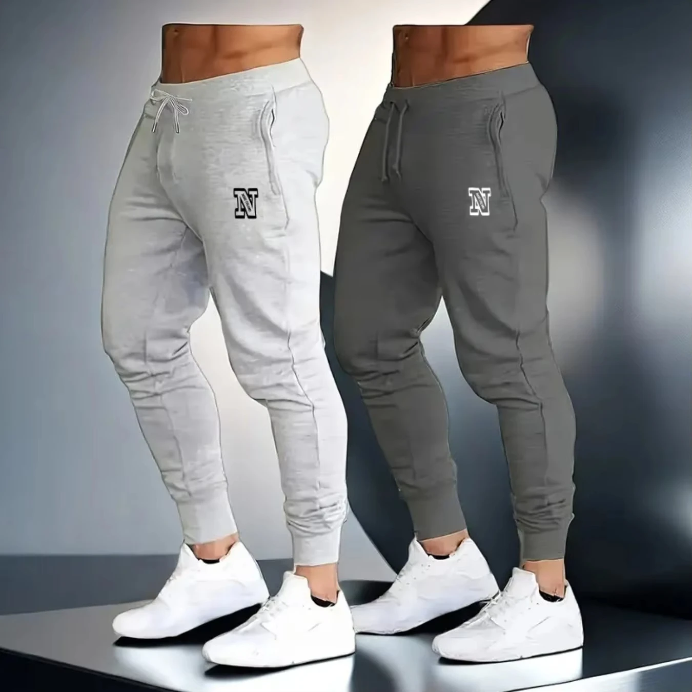

Men's 2026 New Hot Men's European and American Street Style Jogging Pants Made of Slightly Elasticand Light Beige Sweat-proof