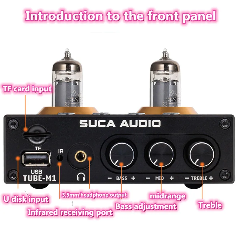 DC12V Bluetooth 5.0 6K4 / GE5654 Vacuum Tube Preamplifier USB TF Music Play HIFI Home Remote Control Audio Headphone Amplifier