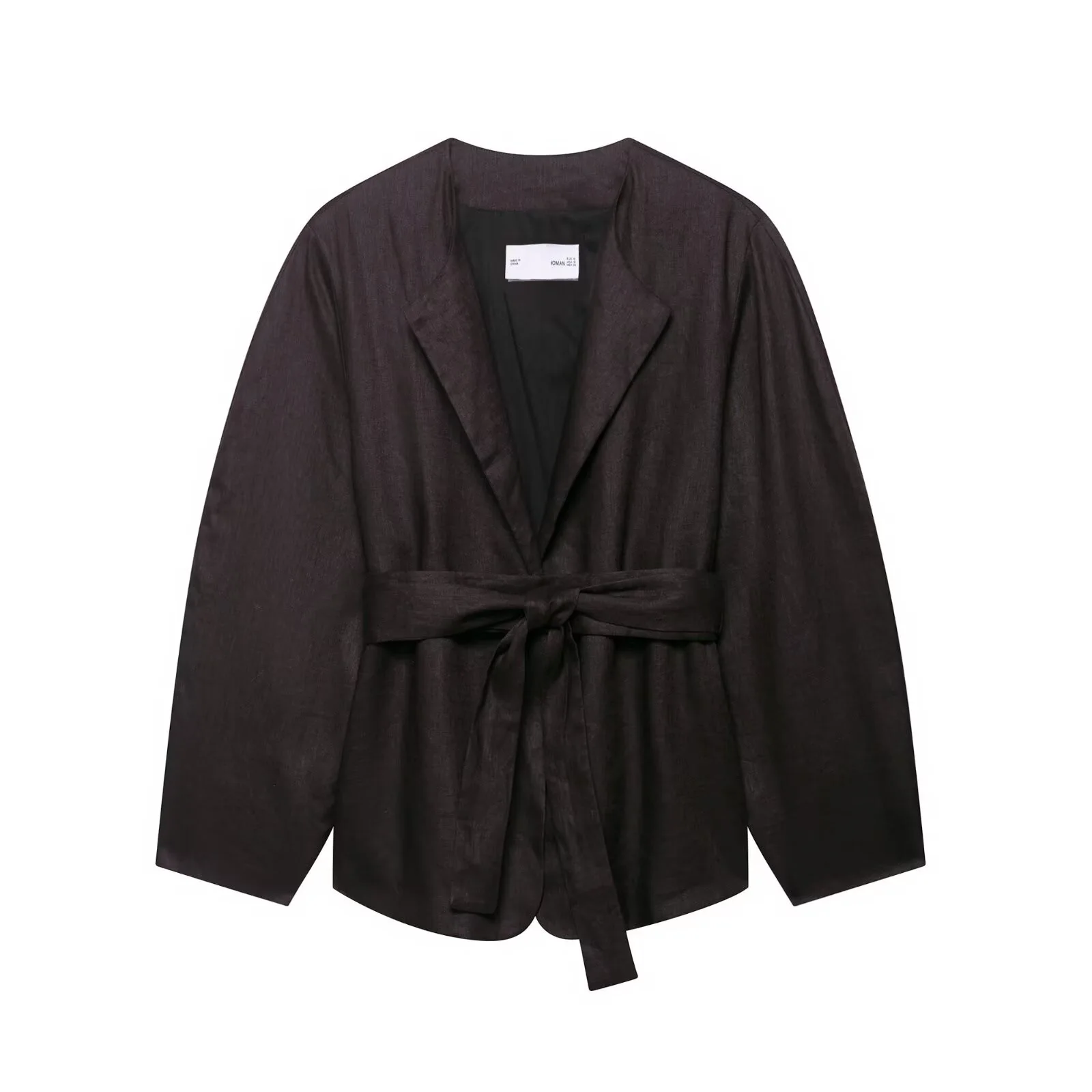 

Льняное кимоно с поясом, женское осенне-зимнее модное свободное кардиган с длинными рукавами, куртка, женская повседневная уличная одежда, верхняя одежда, наряды 2025