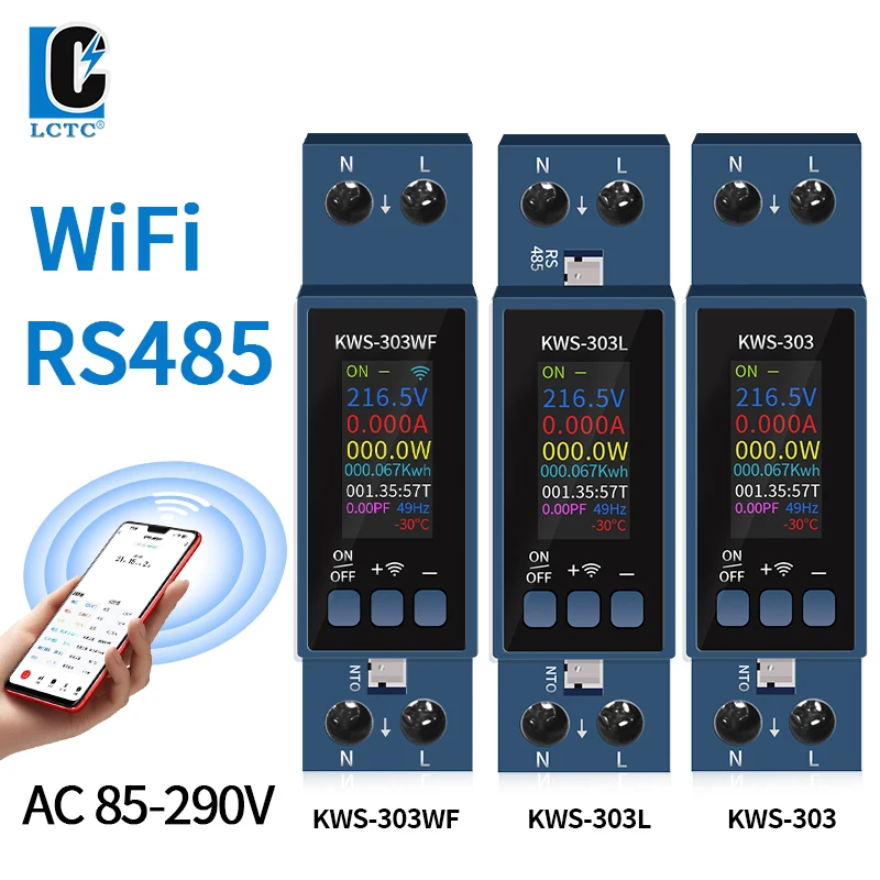 KWS-303 Tuya WiFi Energy Meter 8in1 Multi-function AC Voltage Ammeter APP Control AC85-290V/40a Voltage Meter