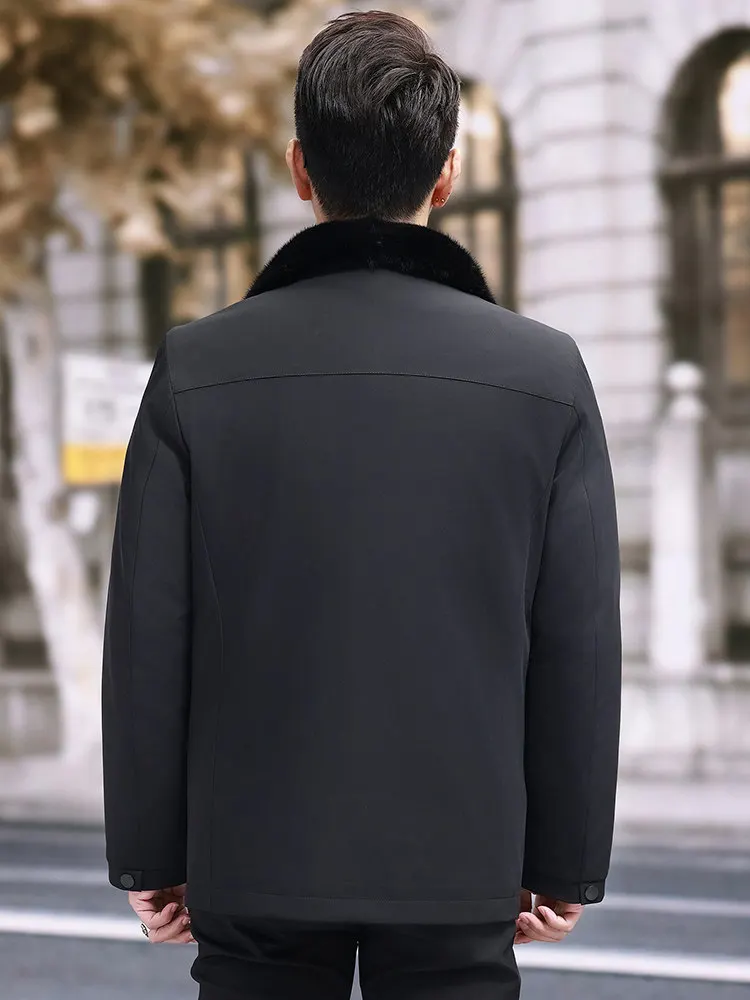 Abrigo de Piel Natural Marca AYUNSUE para Hombre, Chaqueta de Invierno con Forro de Piel de Visón Desmontable, Abrigos de Piel Auténtica Cálidos, Parkas, Casaco Masculino