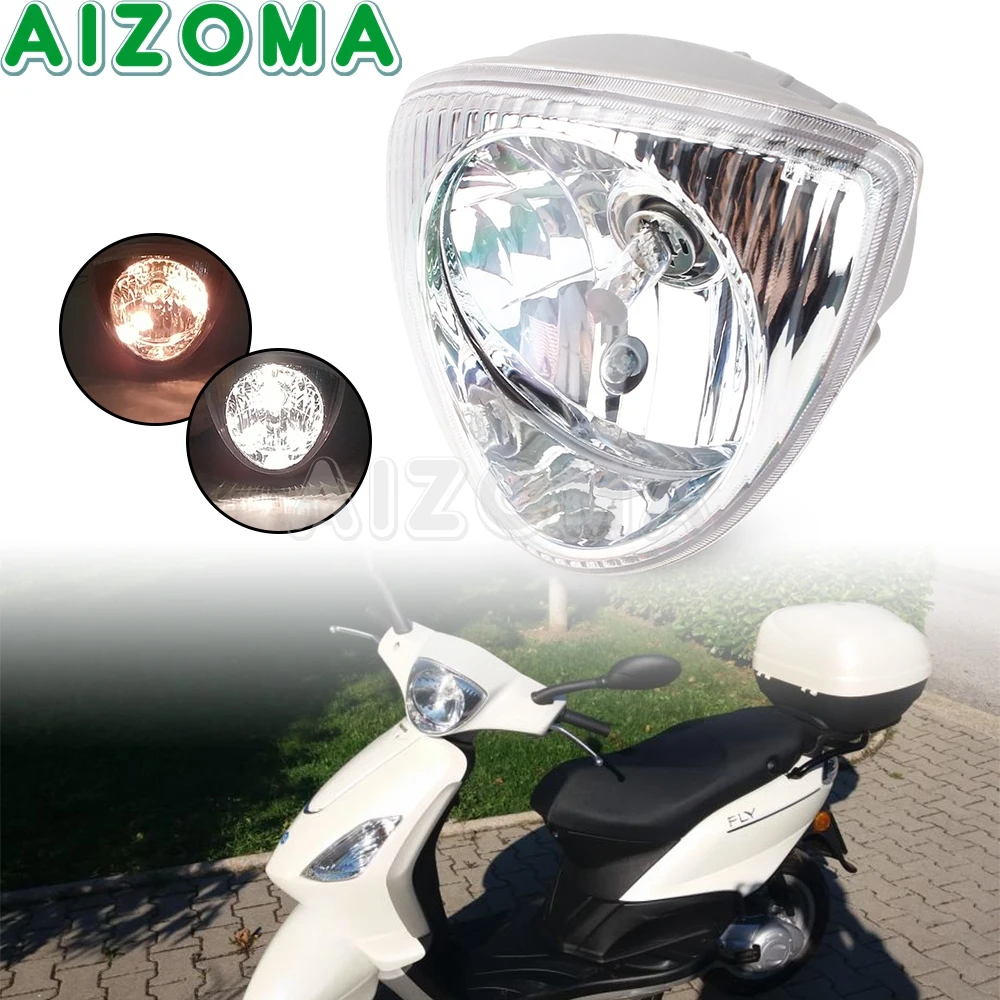 For Piaggio Fly 50 2T 4T 100 4T 125 4T Euro 3 150 4T Euro 3 Liberty 50 125 Headlight HI/LO Beam Driving Head Light Lamp E6 Emark