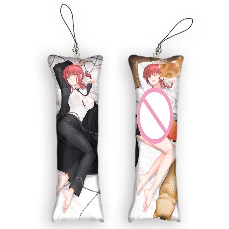 New Fashion Chainsaw Man Dakimakura Keychain Mini Double Sided Printed Pillow Decoration Key Chain Makima Power Bag Pendant Fans