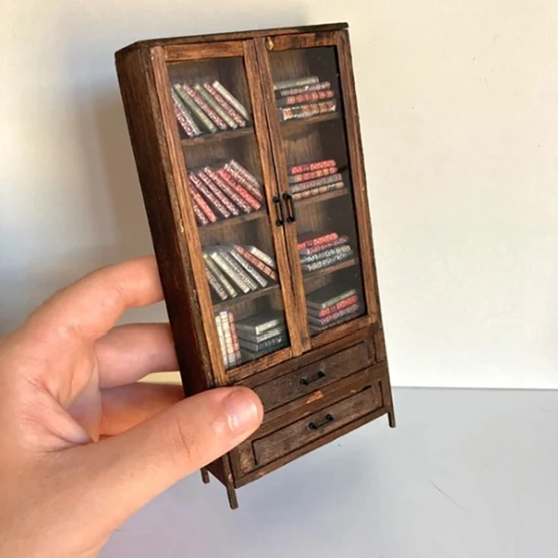 Sensory Miniature Bookshelf Wooden Display Bookcase Sensory Book For Home School Travel Outgoing Working Relaxing Decorations Gi