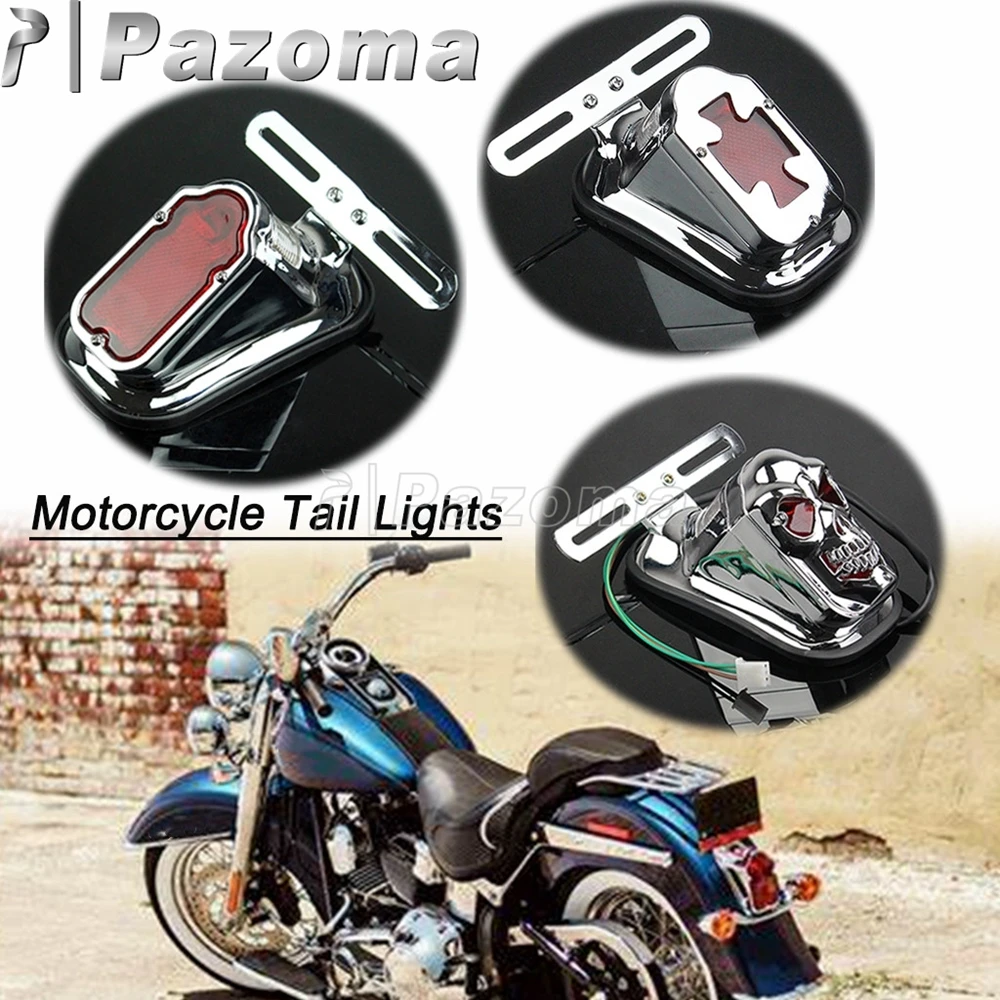 

Aluminum Rear Brake Stop Lamp Chrome Red Lens Motorcycle Tail Light For Chopper Bobber Cafe Racer Cruiser Custom Retro Taillight