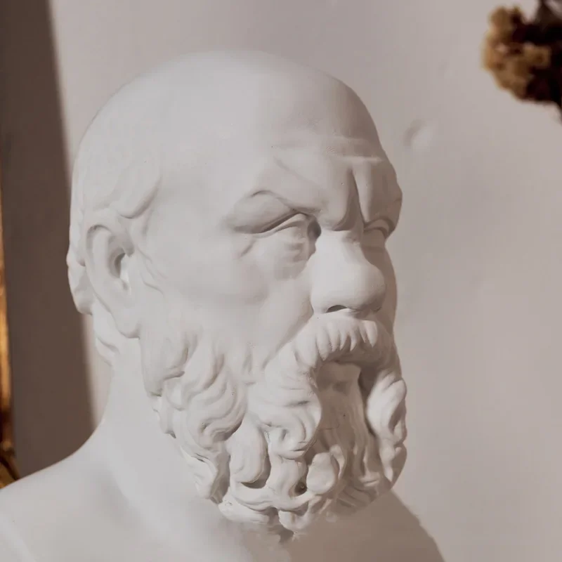 Socrates Bust Figurine Retro Roman Figures Sculpture High Art Ornaments Sketches Teaching Aids Home Living Room Decoration
