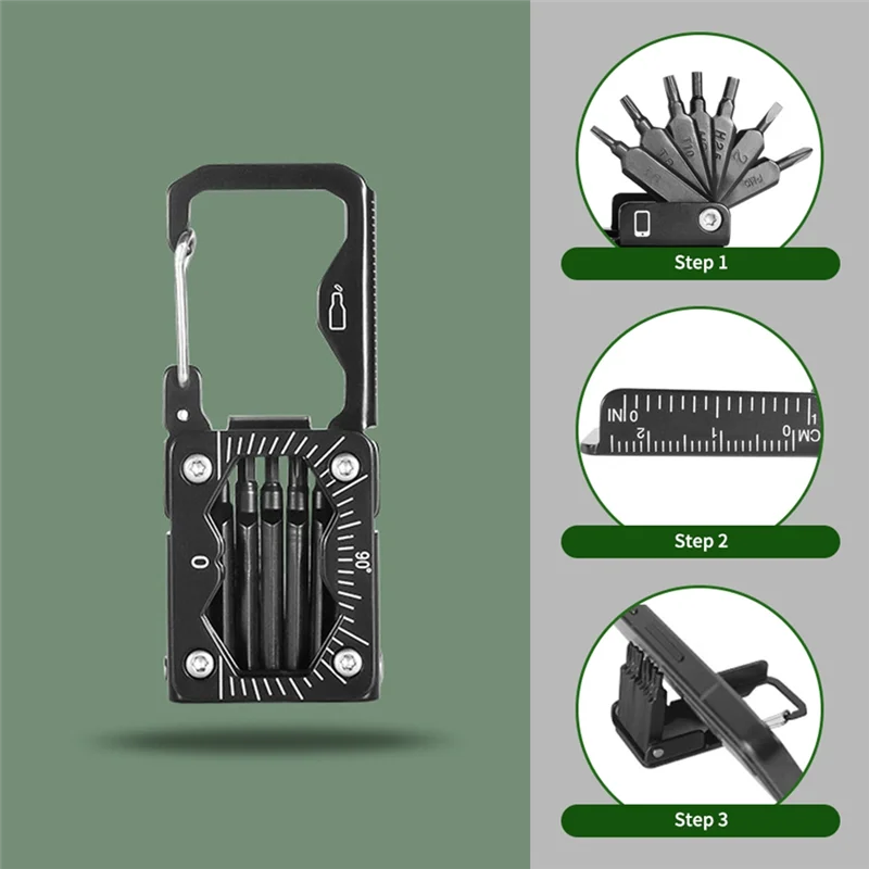 AB11-Outdoor Portable Screwdriver Set With Vehicle Maintenance Tools Multi-Function Folding Tool Measuring Device Measuring
