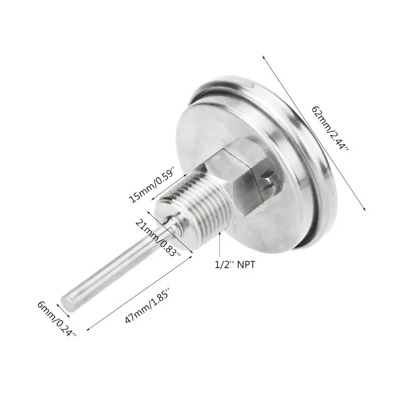 Domowe warzelnictwo termometr ze stali nierdzewnej celsjusza fahrenheita wskaźnik temperatury destylacji wody Bimetal 1/2 \'\'NPT (2\'\' macierzystych)