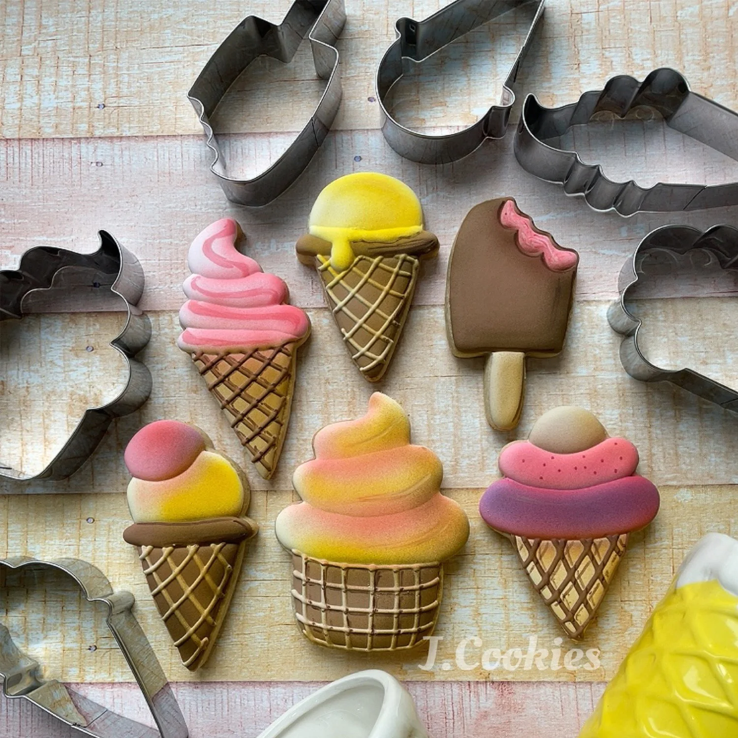 KENIAO Ice Cream Popsicle Sundae Cookie Cutter - Summer Biscuit Fondant Bread Sandwich Mold Kitchen Tool - Stainless Steel