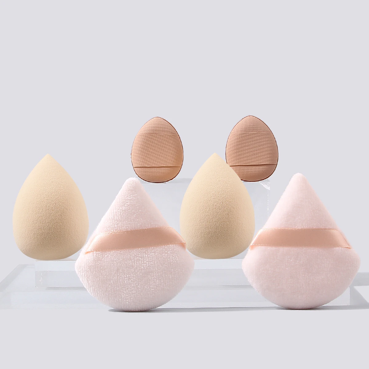 Ensemble d'éponges de maquillage douces géantes, 6 pièces, éponge à double usage sèche et humide, poudre antiadhésive en forme d'éventail/poudre de pouce