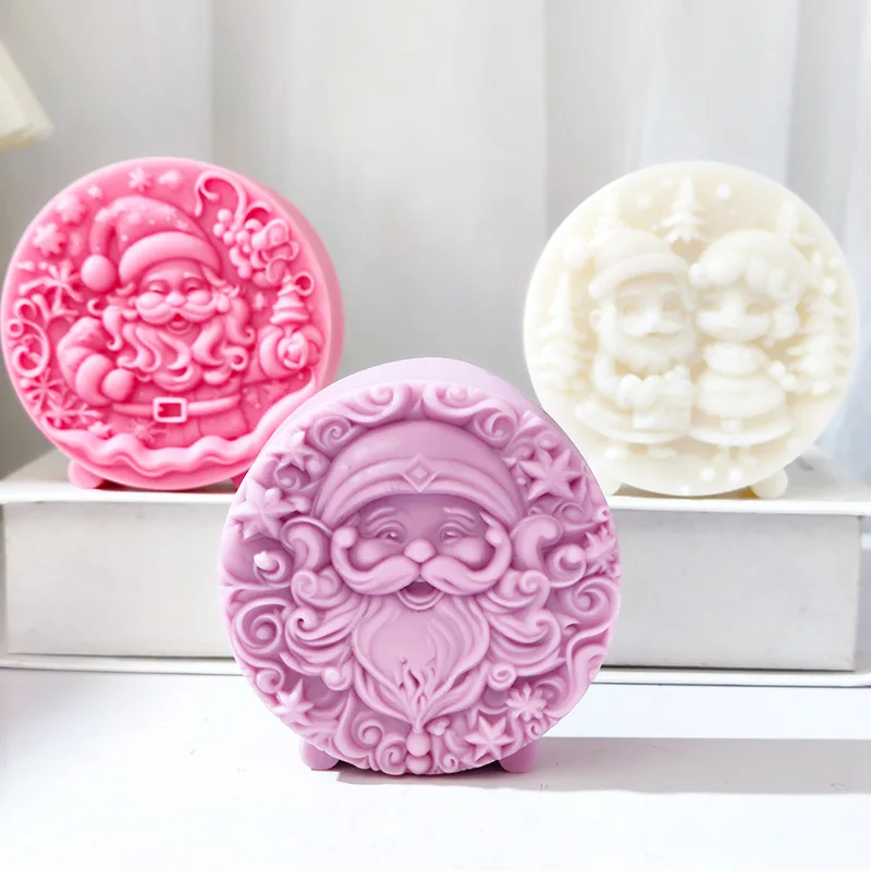 

Santa Claus Candle Soap Silicone Mold Bearded Father Christmas Biscuit Chocolate Cake Baking Mold