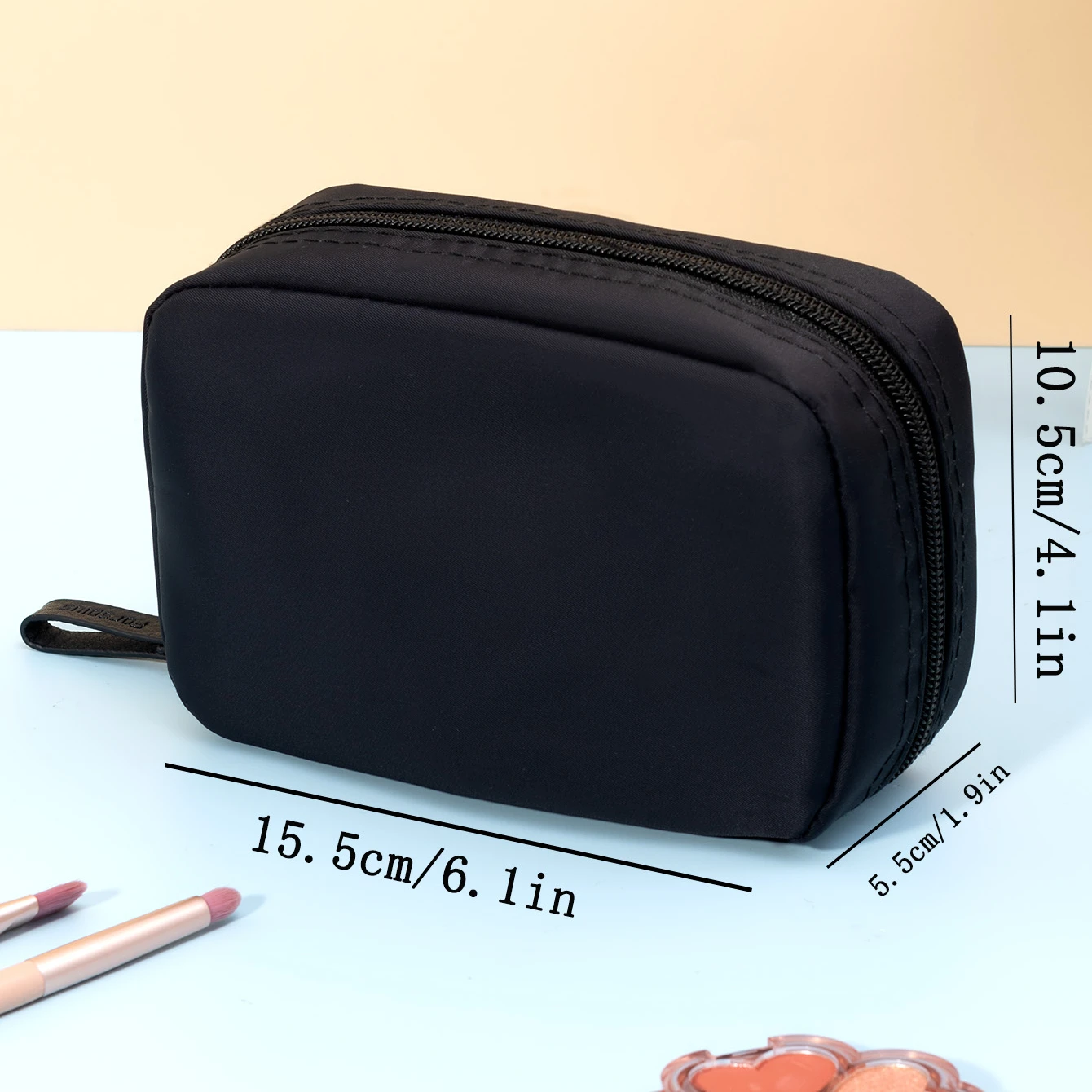 Piccola borsa per il trucco impermeabile multifunzionale con tasche Multiple e chiusura con cerniera-ideale per viaggi e uso quotidiano