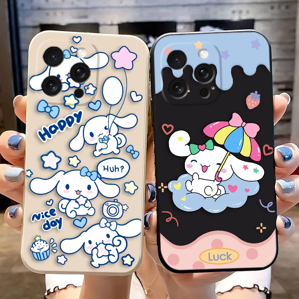 

Cartoon Dog Kawaii Cinnamoroll Cover Phone Case For Apple 16 Iphone 16 15 14 13 12 11 PRO MAX Soft TPU Color Case Funda Coque