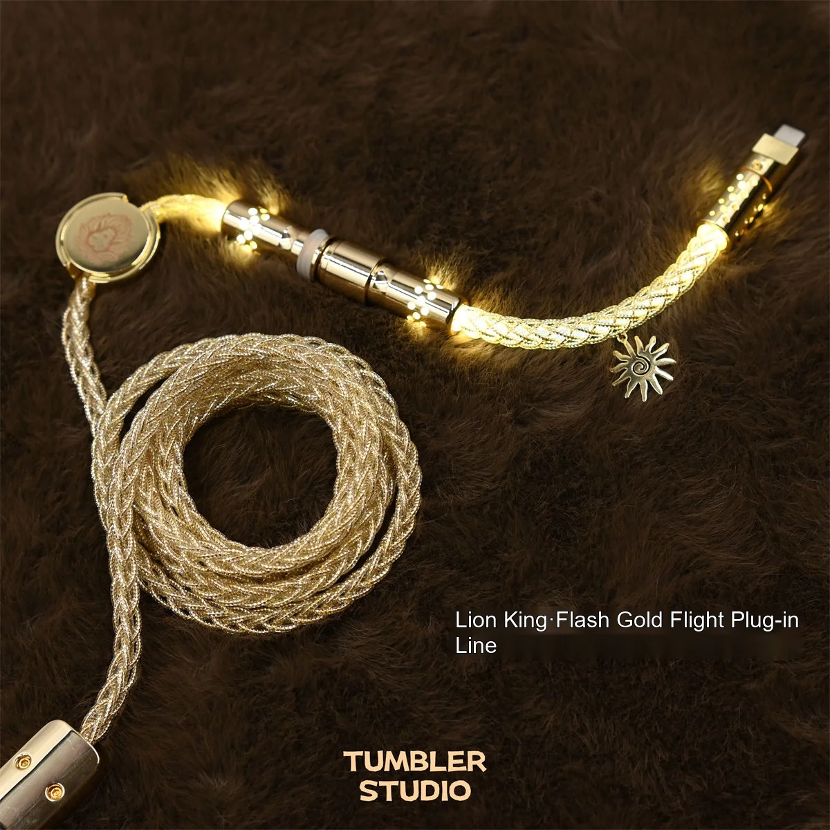 Tumbler Studio Lion King Theme Single Crystal Copper Custom Mechanical Keyboard Aviator Cable Magnetic Switch Gaming Coiled Cord