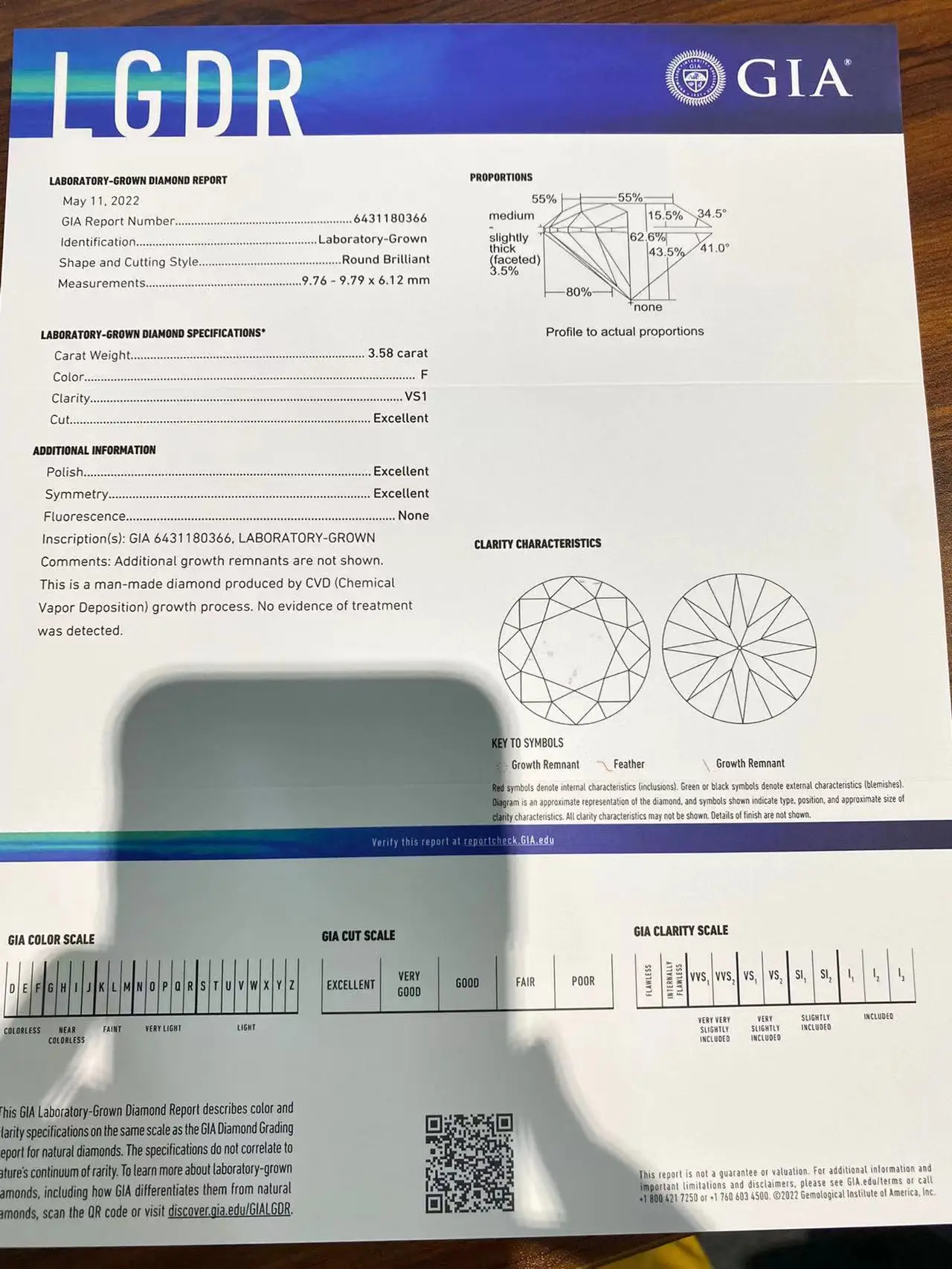 Meisidian GIA  3.58 Carat  Excellent Cut F VS1 CVD Lab Grown Diamond Ring