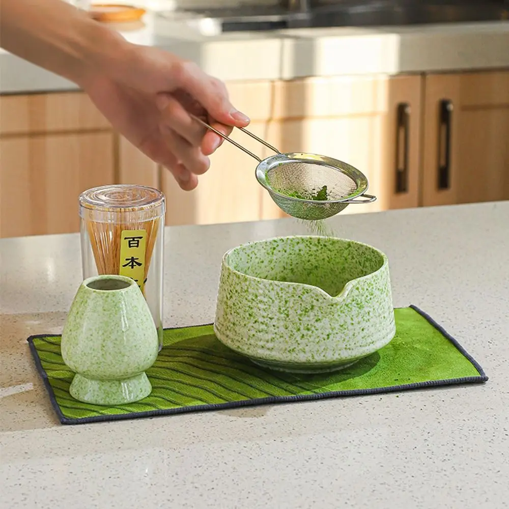 

4PCS New Bamboo Ceramic Japanese Matcha Tea Set Reusable Safe Matcha Whisk Food Grade Green Tea Whisk