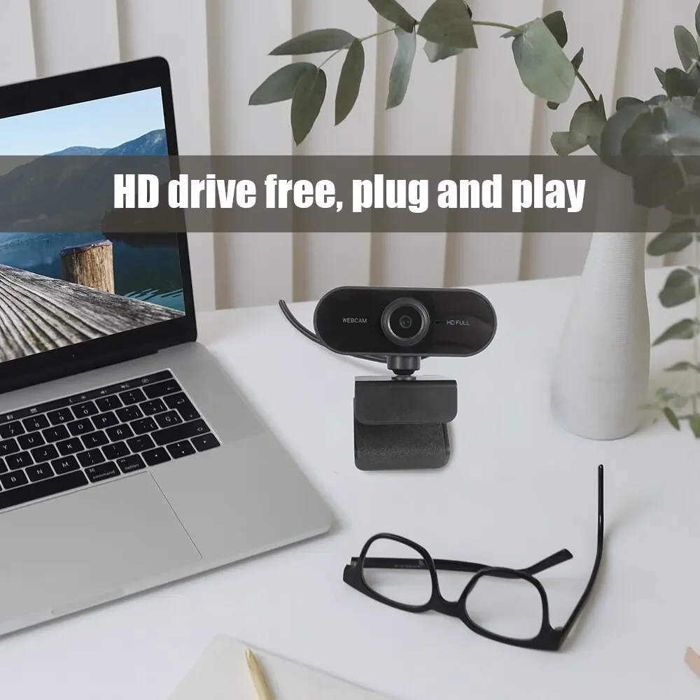풀 HD 1080P 웹캠 - 360도 내장 마이크 컴팩트 USB 카메라 °   노트북/데스크탑용 클립