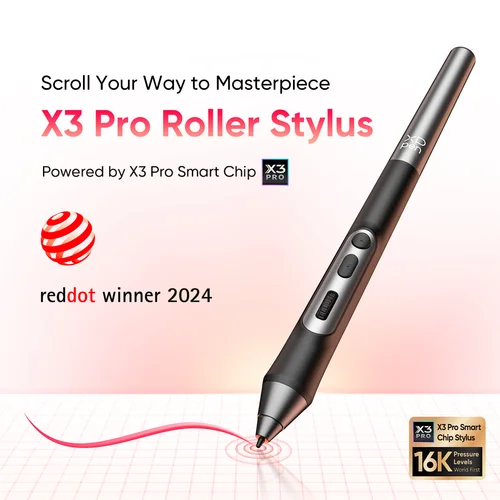 Imagen 2 del producto Xp-pen X3 Pro Roller Stylus con Chip inteligente X3 Pro, niveles de presión de 16K para Artist 22 Plus, Artist Pro (Gen 2), Deco Pro (Gen 2)