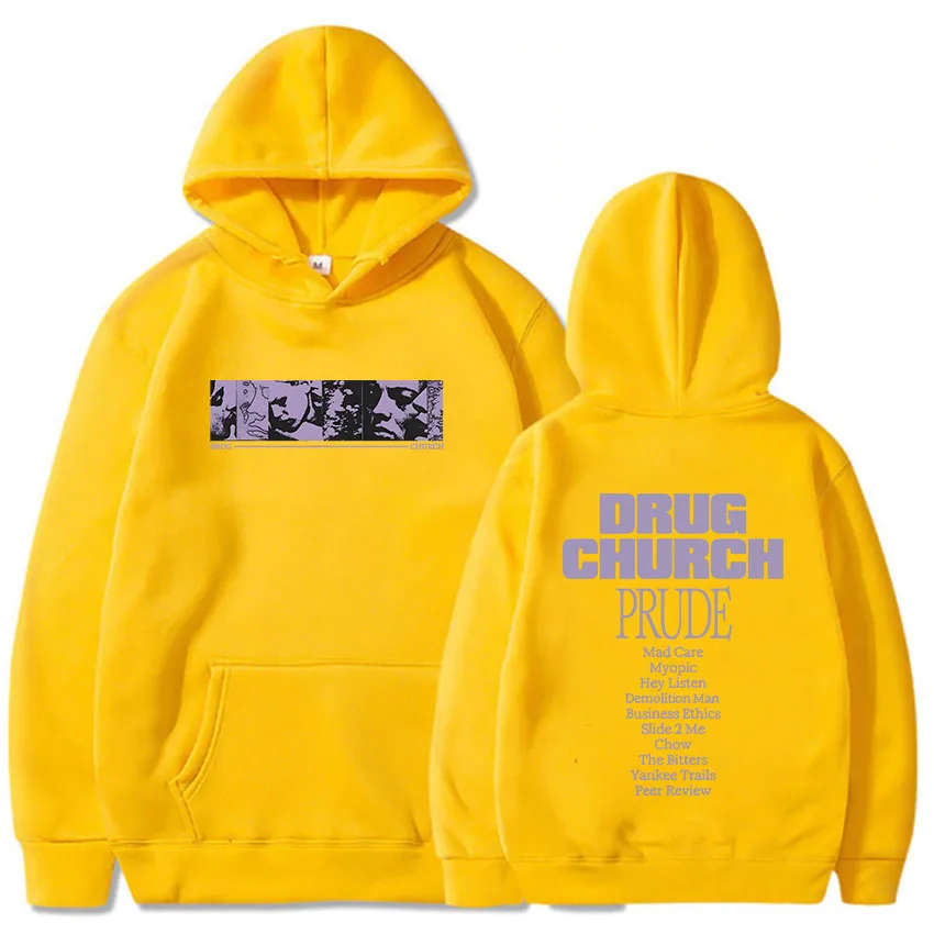 Prude Album Graphic Hoodies Drug Church Sweatshirts Winter Men Women Hooded Pullovers Sudaderas Con Capucha Print Clothes Unisex
