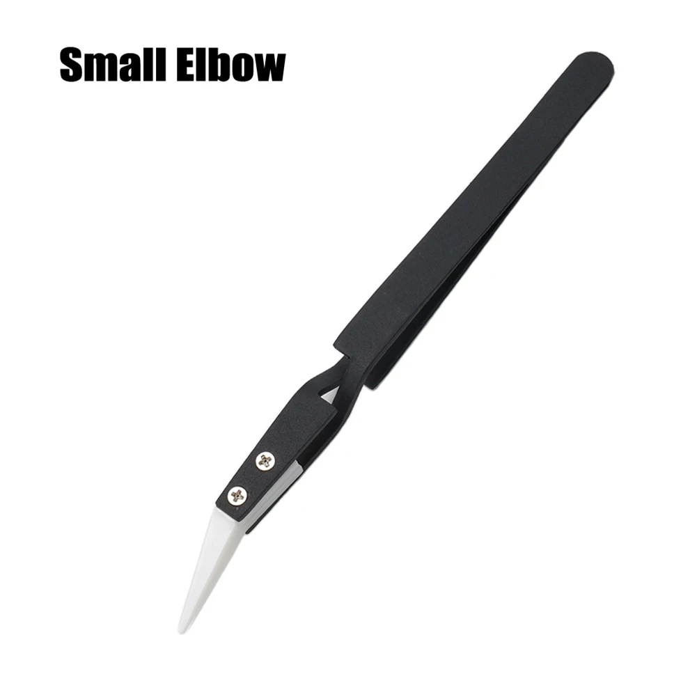 1pc Anti-static Ceramic Tweezers Stainless Steel Industrial Ceramic Tweezers Anti-magnetic Precision Tweezers Repair Tools