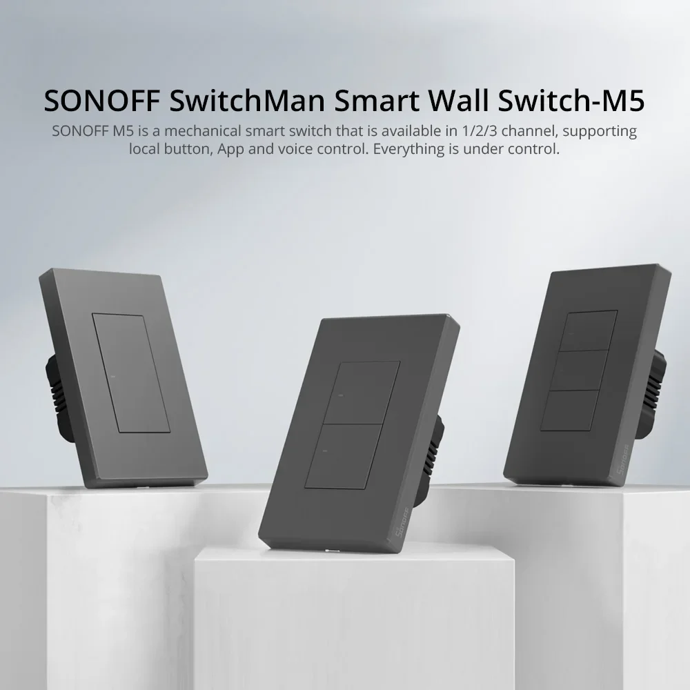 SONOFF-مفتاح حائط ذكي مع جهاز تحكم عن بعد ، M5 SwitchMan ، زر ضغط ، عصابة واحدة ، عصابة 2 ، عصابة 3 ، لوحة حائط ، دعم تطبيق ، R5