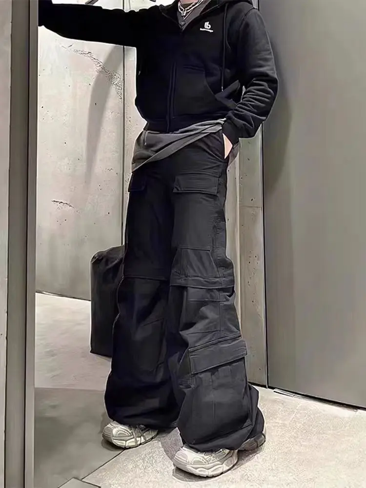

American High Street Cargo Multi-ket Work Pants Loose Straight Leg Jeans for Men And Women Paris Sle Trendy Brand