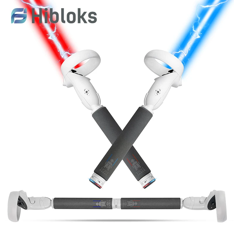 Hibloks Vr Zwaard Voor Oculus Quest 2 Lange Stok Handvat Lightsaber Dual Extension Grips Stand Golf Game Rod Vr Games Accessoires