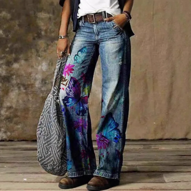 Pantalones finos de verano para mujer con impresión Digital 3D se venden bien, pantalones acampanados de moda de alta gama para mujer, relajación