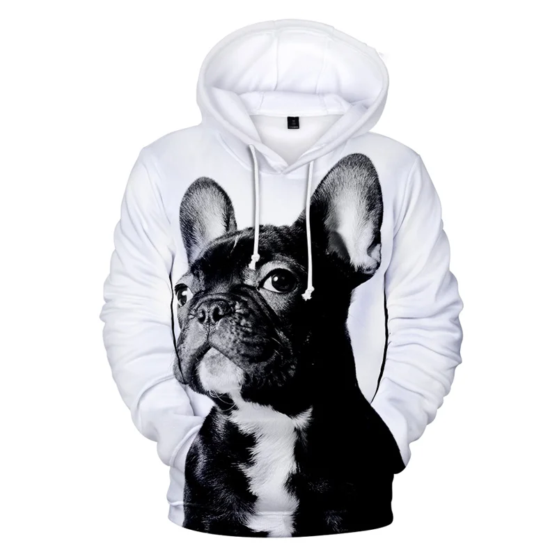 Sudaderas con capucha de Bulldog Francés para hombres y mujeres, sudadera con estampado 3D de perro, chaqueta Harajuku informal, abrigo de manga