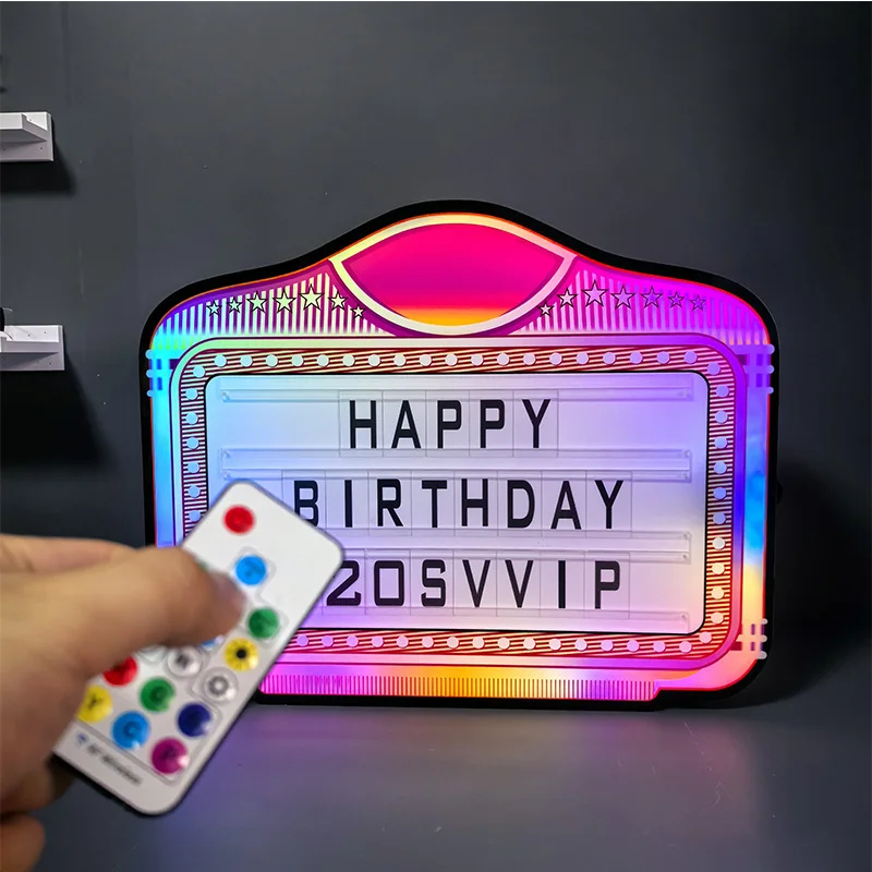 

Change word card luminous hand sign led English card bar remote control color colorful birthday light box billboard