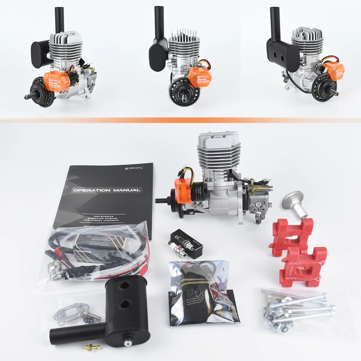 EPHIL Power X-20cc-S pro Model Aircraft Engine Single Cylinder Two Stroke Side Row Electric Starter for Remote Control Planes