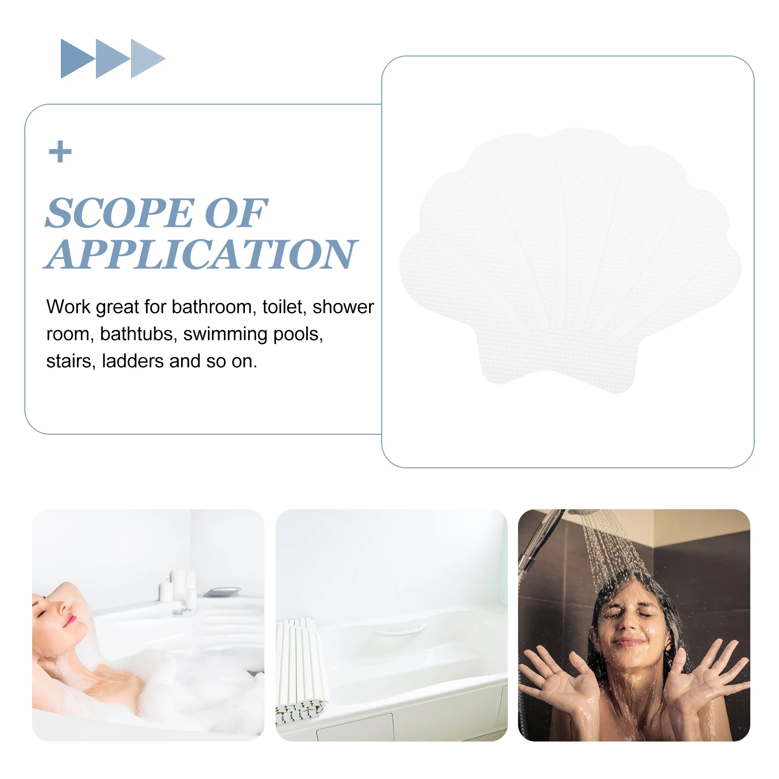 

12pcs Shell Bath Stickers Blue Non Slip Bathtub Adhesive Shower Decals Kids Anti Skid Bathroom Decor Tub Safe Surface