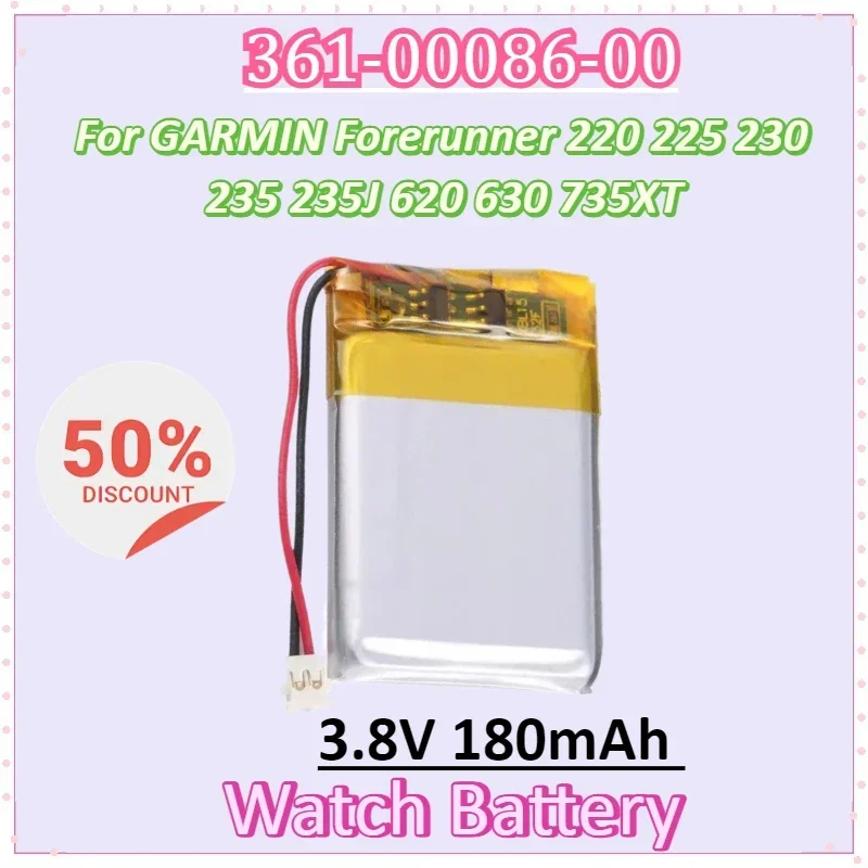 

361-00086-00 3.8V 180mAh Replacement Watch Battery for GARMIN Forerunner 220 225 230 235 235J 620 630 735XT Batteries