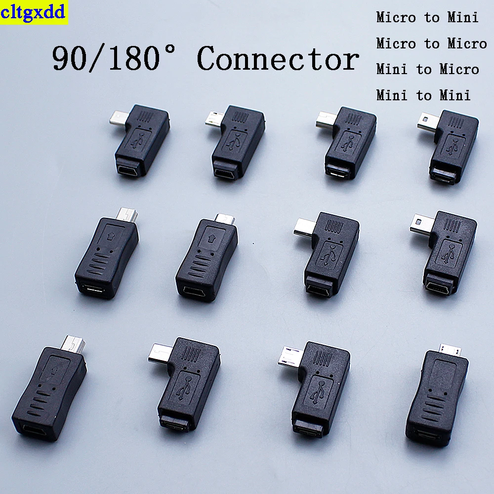 

cltgxdd 1piece 5-pin 90/180 degree micro USB female to micro male connector Micro to Micro to Mini data distributor adapter