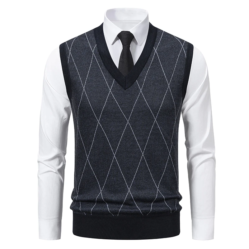 Men’s Button Down Sweater Vest Fleece Lined Knitted V-Neck Sleeveless Vest Pullover Knit Vests