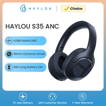 HAYLOU S35 ANC หูฟังไร้สาย Over-ear 42dB ANC หูฟังบลูทูธ 5.2 40 มม.60 ชั่วโมงอายุการใช้งานแบตเตอรี่หูฟัง
