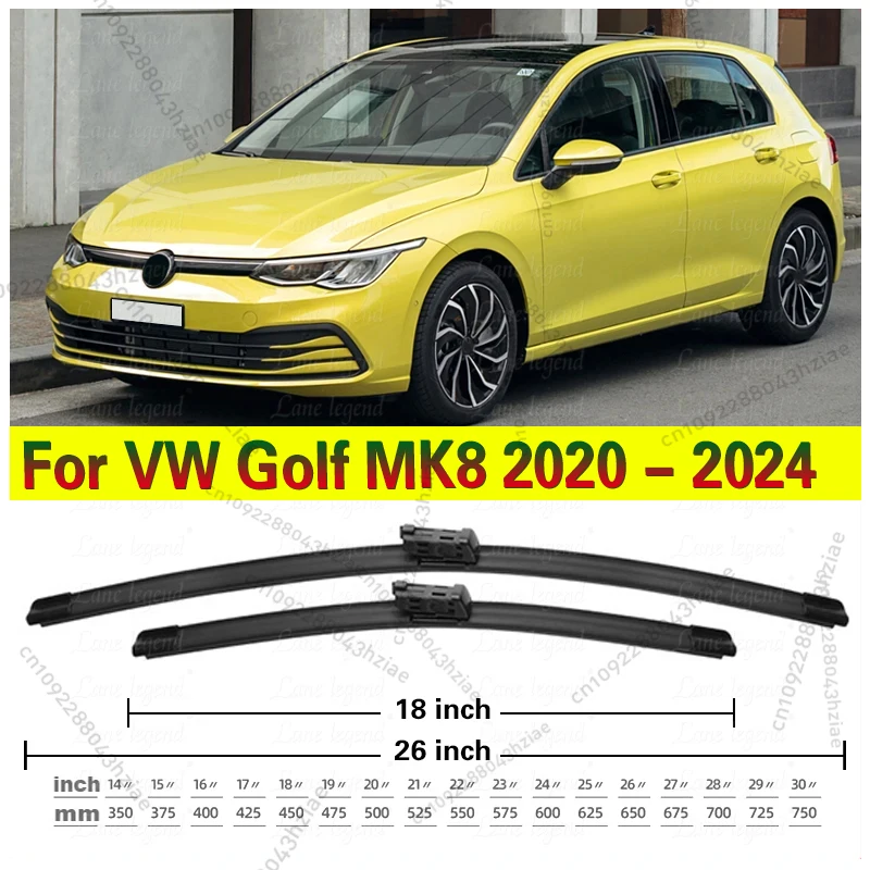 Escobillas limpiaparabrisas delanteras para VW Golf MK8 2020 - 2024, cepillos para parabrisas, limpiaparabrisas de ventana, cepillos para lluvia, 26 "+18", accesorios para coche