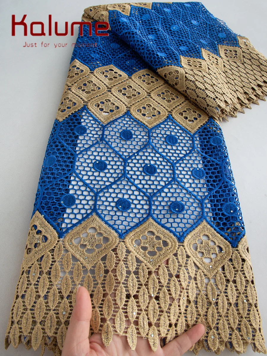 

Kalume 2026 African Cord Lace Fabric with Stones Nigerian Guipure Lace Fabric Ship From U.S. for Sewing Luxury Dress F3666