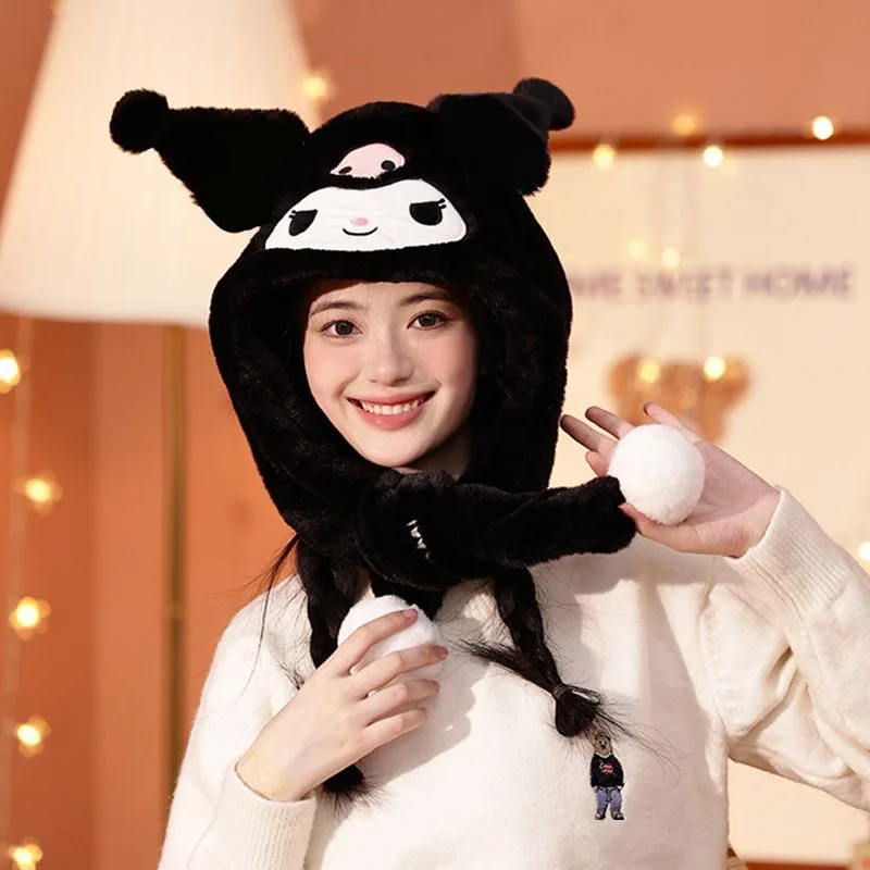 Trendy populaire nieuwe Sanrio My Melody schattige pluche muts sjaal met capuchon nekwarmer school kantoor woon-werkverkeer buitenmuts sjaal meisje cadeau