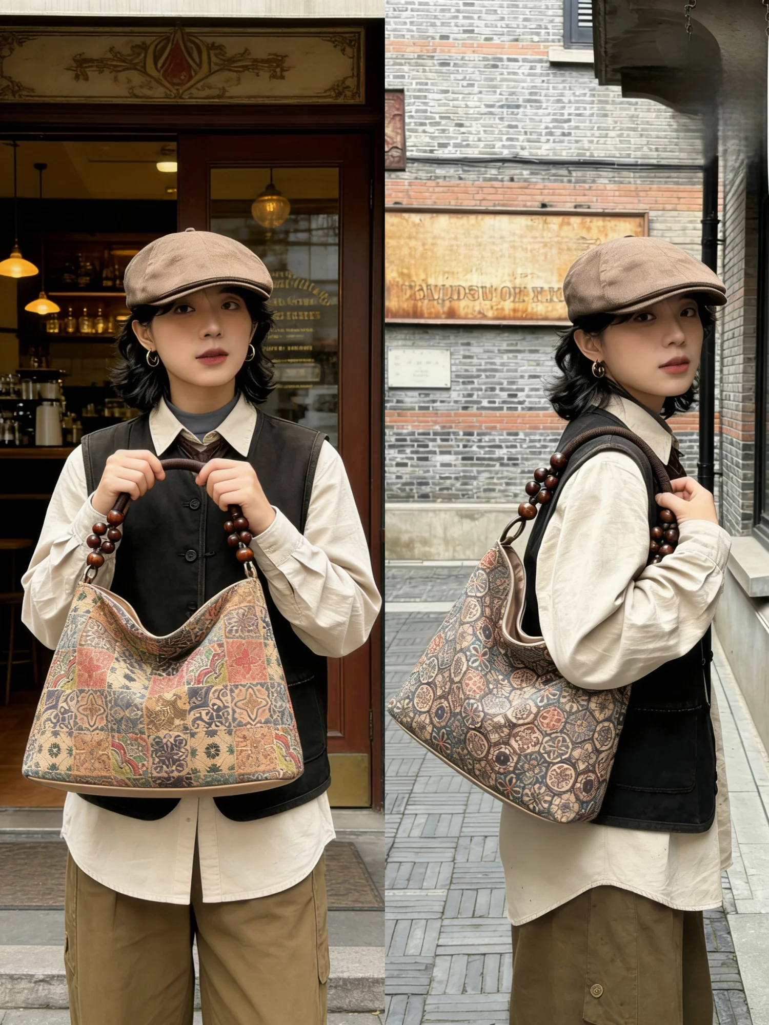

Large Capacity Soft Cork Tree Bark Women's Handbag Single Shoulder Bag Tote Bag Crossbody Bag Muli Function Bag for Daily Use