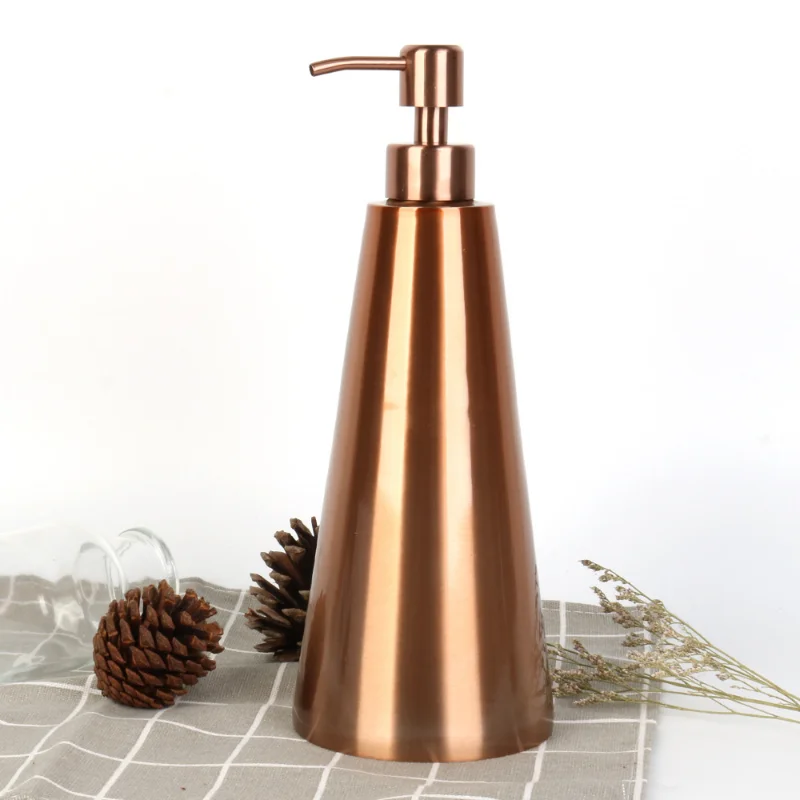 Kitchen 304 Stainless Steel Rose Gold Soap Dispenser 800ml Big Cone Hotel KTV Hand Soap Bottle Bathroom Shower Gel Bottle