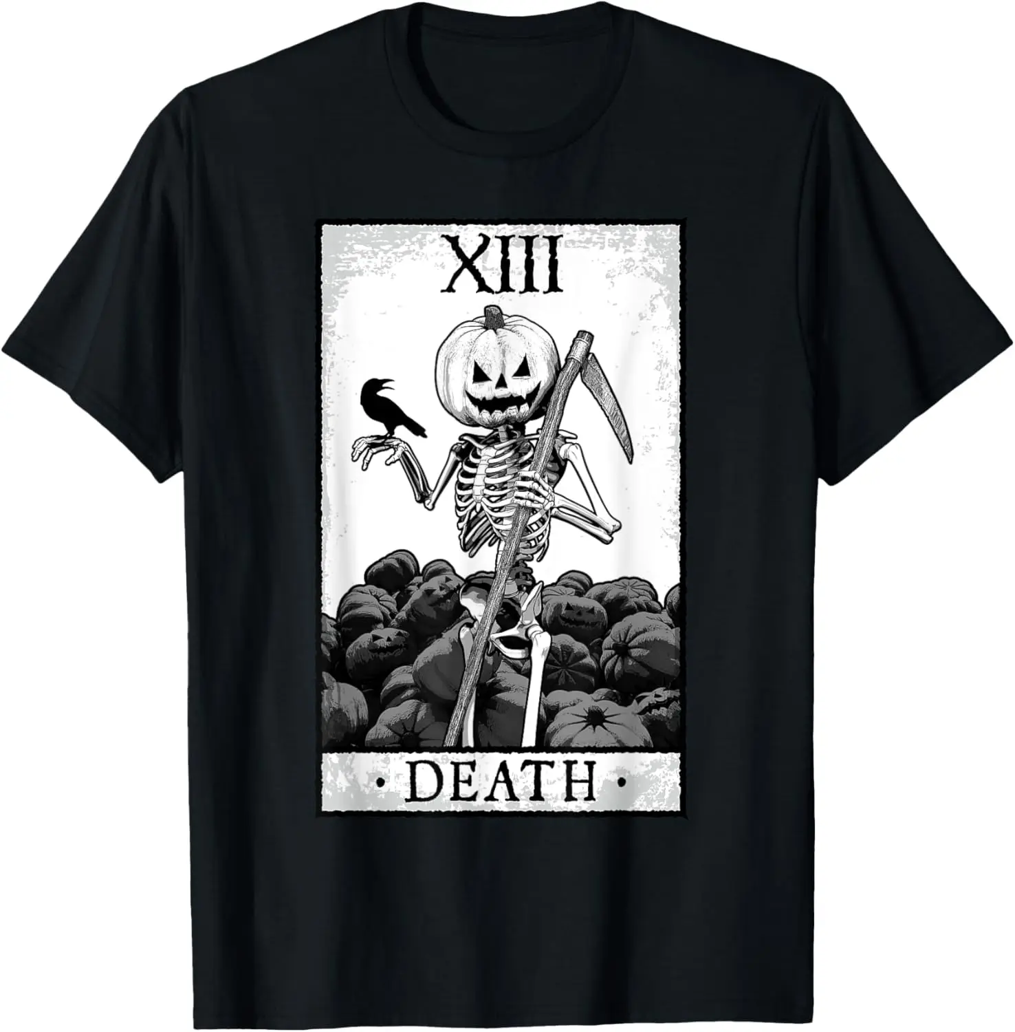 Death Tarot Card Halloween Pumpkin Goth Astrology T-Shirt