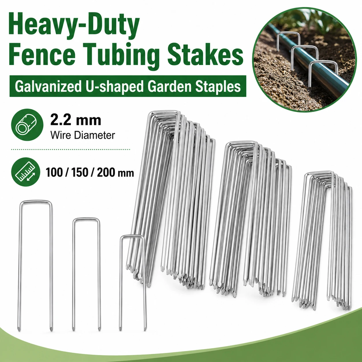 10-100Pcs U-Shaped Galvanized Landscape Staples, Heavy Duty Garden Ground Pins Stakes Weed Barrier Fabric Securing Pegs Nails
