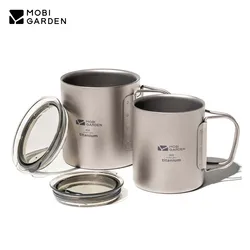 MOBI GARDEN Camping Titanium Cup Lichtgewicht Outdoor Draagbare Water Koffie Cup BackPacking Trekking 300L 450ML