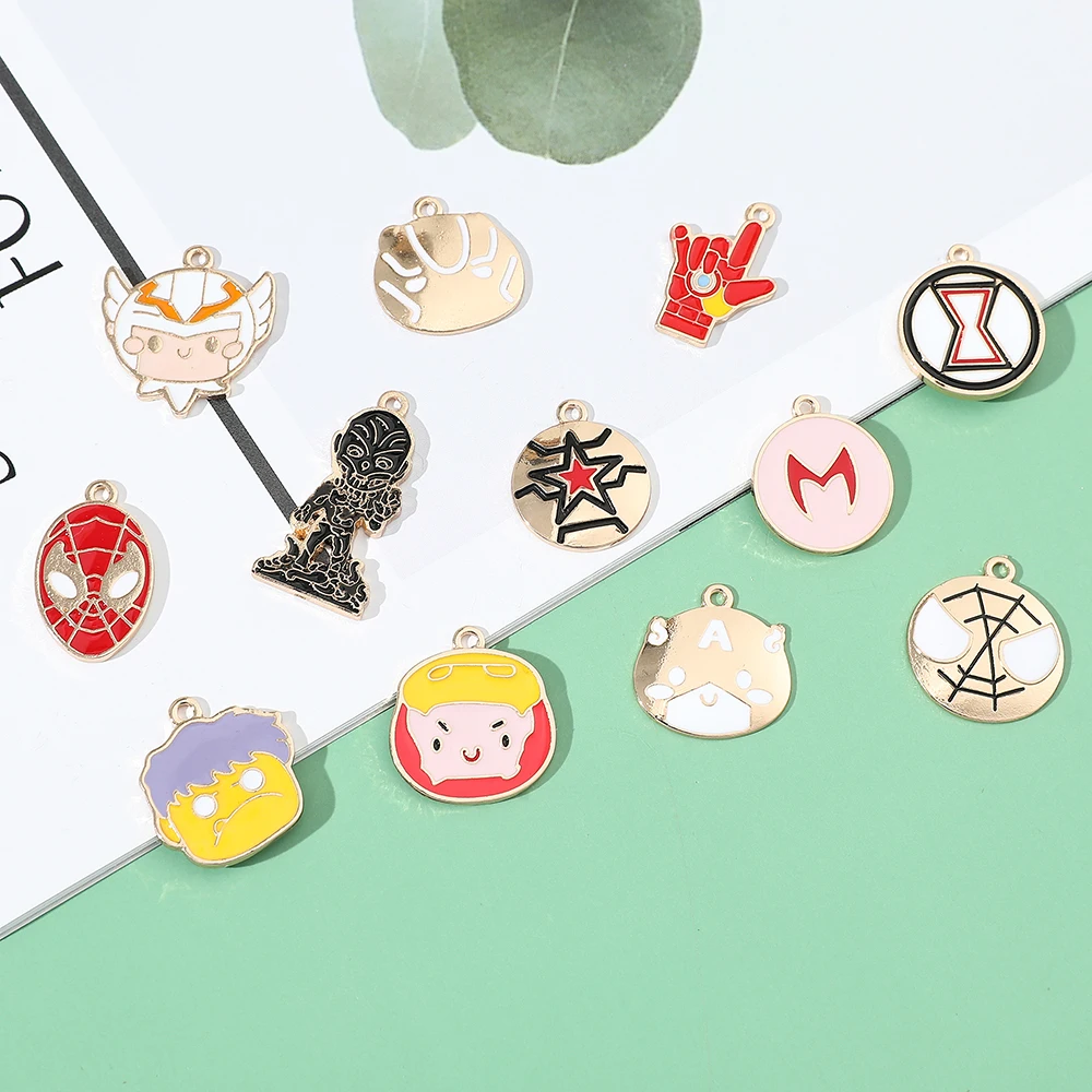 10pcs Iron Man Spider Man Black Widow Diy Jewelry Marvel Making Accessories Bulk Wholesale for Neacklace Bracelet