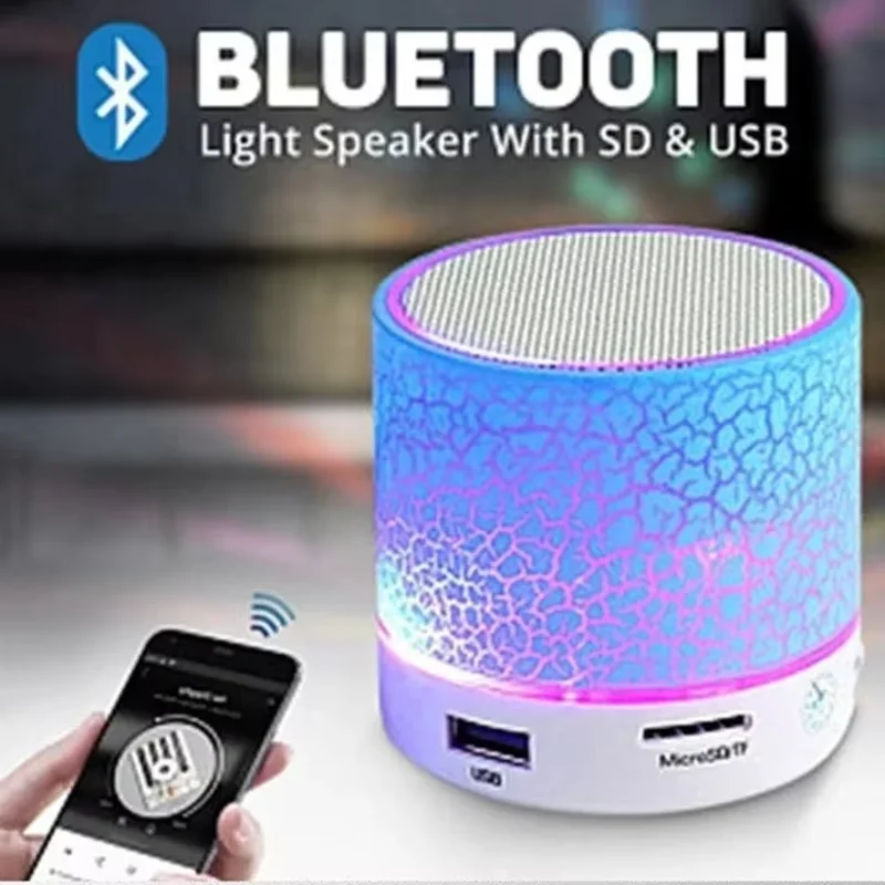 Mini Portable Bluetooth Speaker Car Audio Music Dazzling Crack LED Wireless Bluetooth 4.1 Subwoofer Speaker TF Card
